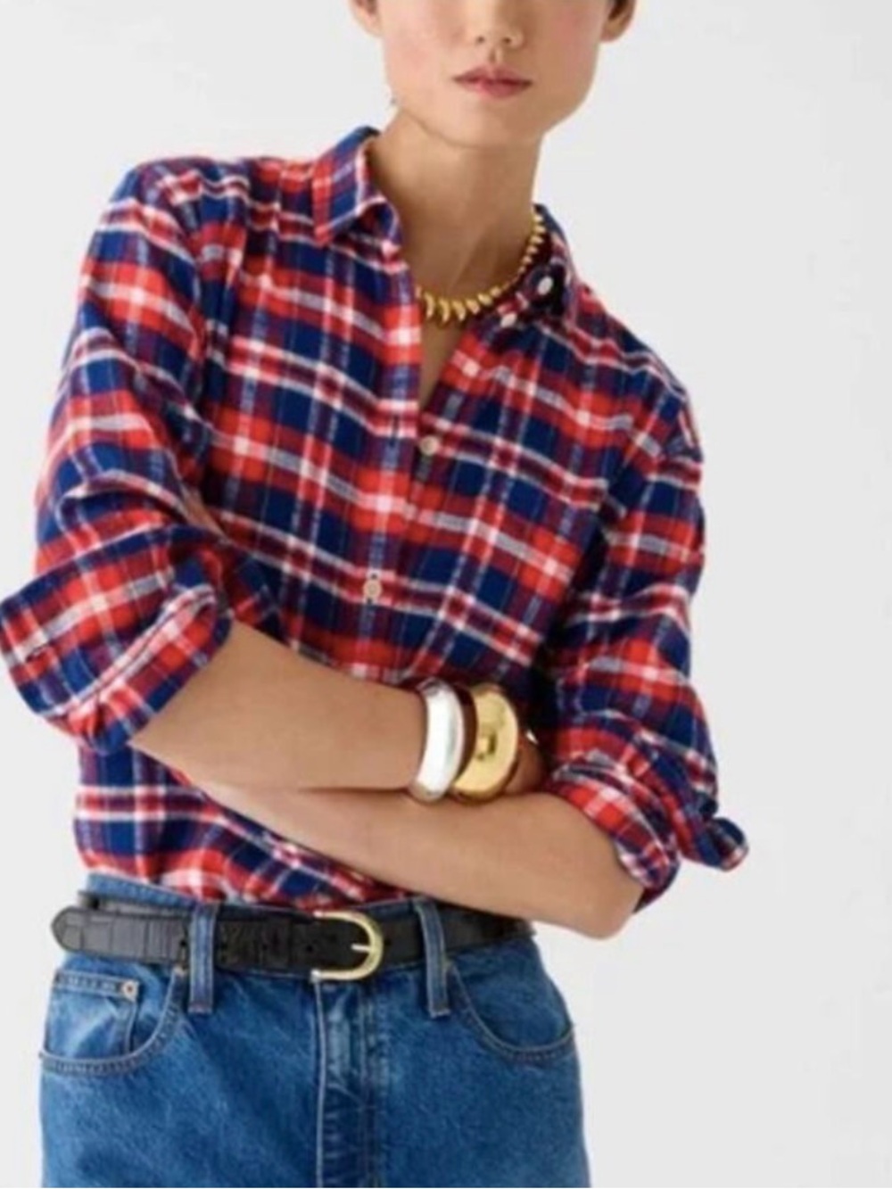 J. Crew Garcon Classic Shirt in Plaid Flannel Women Size 16
